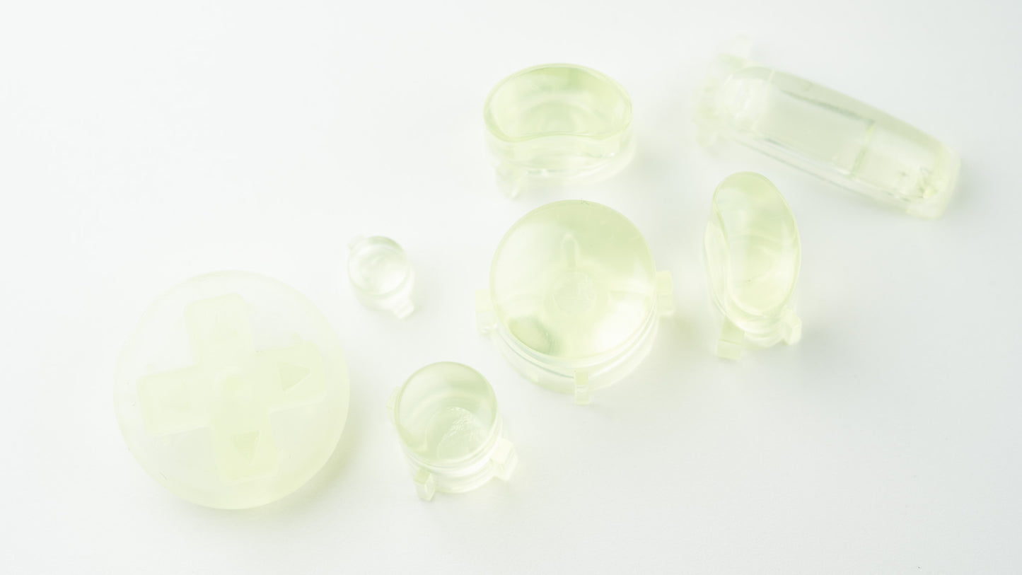 BALD GameCube Button Set - CLEAR LIME GREEN