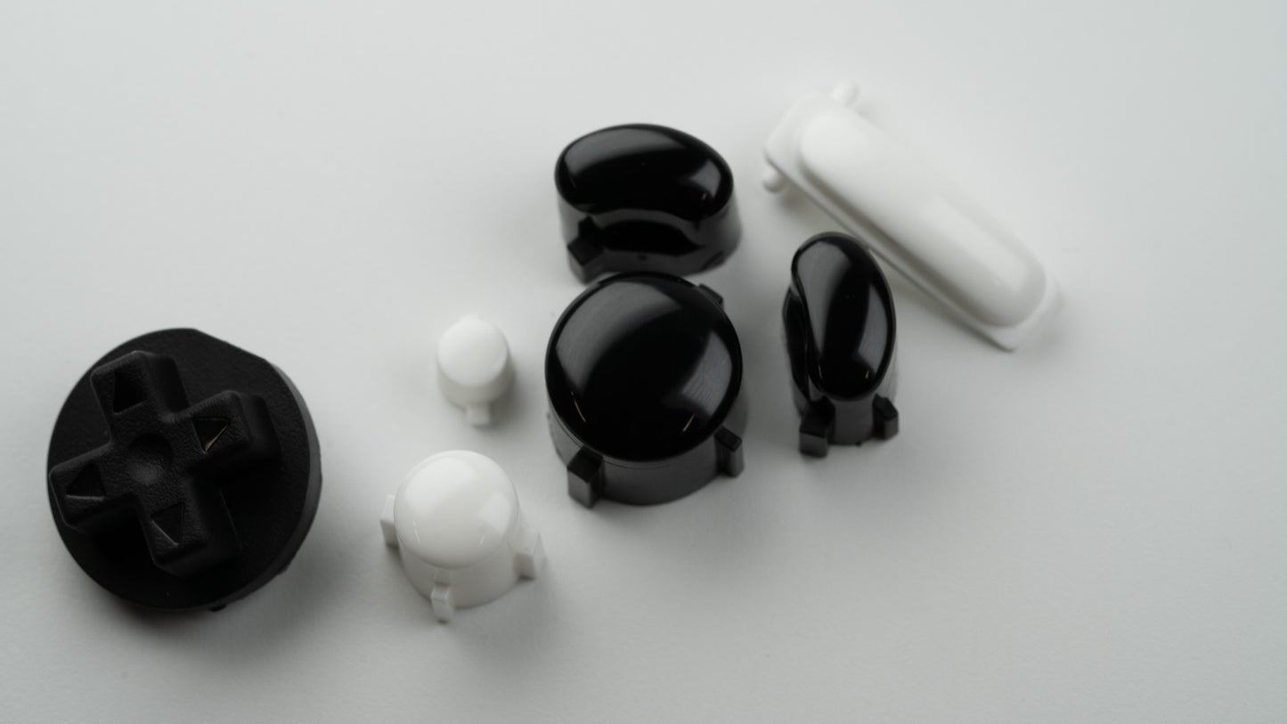 BALD GameCube Button Set - BLACK AND WHITE